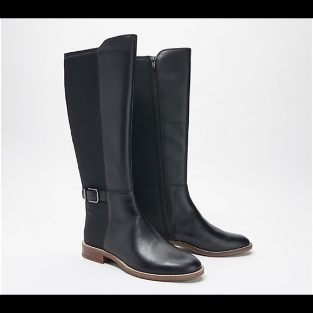 NEW!! Women’s Clarks Camzin Tree Wide Shaft Black Boot size 10W